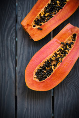 Slices of fresh cutted papaya