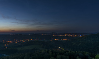 Night view from Tolstejn castle in Luzicke mountains
