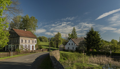 Fototapeta na wymiar Jiretin pod Jedlovou village in spring sunny morning