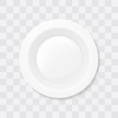 Empty white soup plate. Top view Realistic bowl vector.