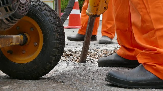 Road Repairing Works with Jackhammer