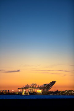 Sunset Over the Port of Long Beach
