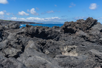 Lava rocks on Pico Island coastline, Azores, Portugal