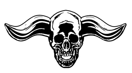 Demon skull with horns. Vector illustration