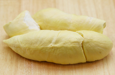 Durian , King of Fruits on wooden plate