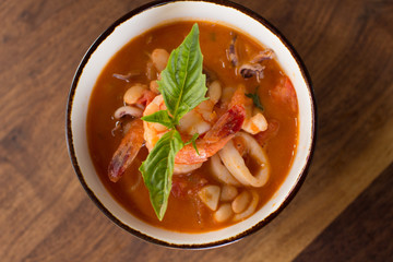 Homemade Calamari Fagioli Soup