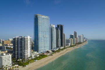 Fototapeta na wymiar Aerial image of sunny Isles Beach Florida USA