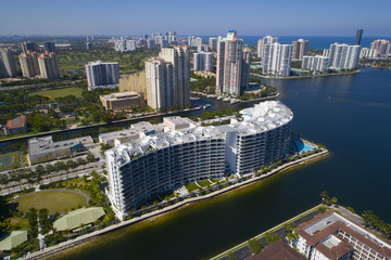 Fototapeta na wymiar Aerial image of Aventura Florida waterfront