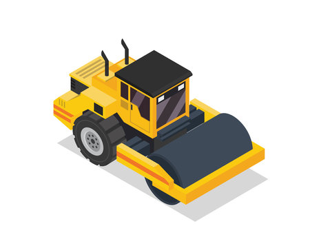 recommend clip art: Modern Isometric Construction Vehicle Illustration - Road Roller