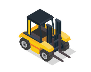 Modern Isometric Construction Vehicle Illustration - Forklift