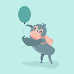 Vector illustration of a cute fatty and furry big cartoon gorilla.
