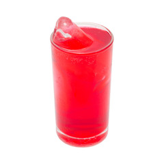 Red sweet drink Glass with ice