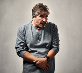 Fototapeta premium Anxious insecure man