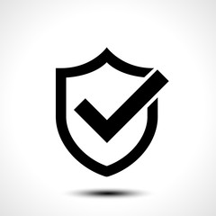 Shield check mark logo icon design template element/ Vector illustration of shield with right tick on white background
