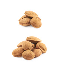 Pile of almond nuts isolated