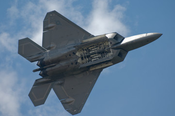 F-22 Flyby with weapons bay open