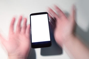 cellphone and blur hands