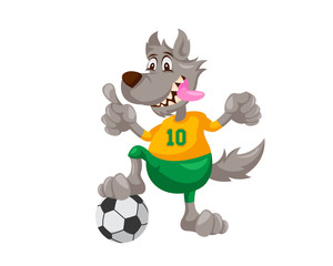 Cute Animal Illustration Suitable for Education, Card, T-Shirt, Social Media, Book, Stickers, Game and Any Other Kids Related Activities - Wolf Soccer Coach