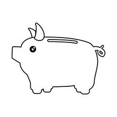 line save money inside pig in the home, vector illustration