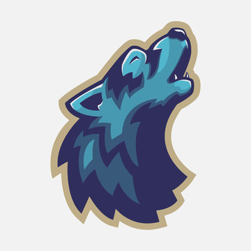 Howling wolf mascot. Wolf heads. Vector illustration.