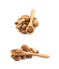 Pile of multiple kind of nuts isolated