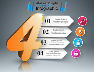 Business four Infographics origami style Vector illustration.