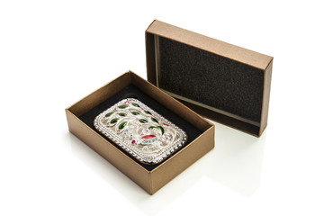 jewelry in box isolated on white background