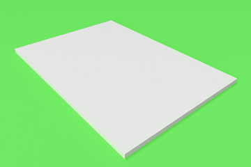 Blank white closed brochure mock-up on green background