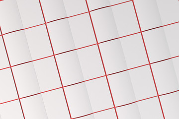 Grid of blank white opened brochure mock-up on red background