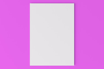 Blank white closed brochure mock-up on violet background