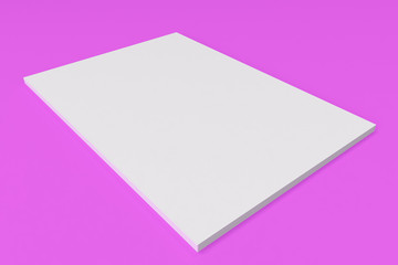 Blank white closed brochure mock-up on violet background