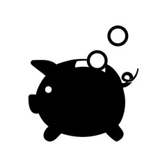 contour save coins money inside pig, vector illustration