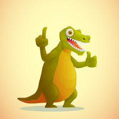 Funny alligator. Cute crocodile in full growth. Vector illustration.