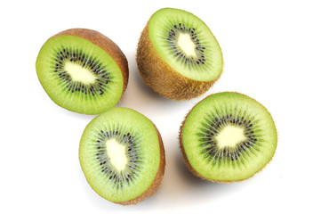 fresh cut kiwi fruit isolated on white background