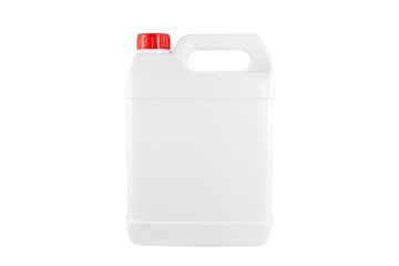 White plastic container red cap on white background with clipping path