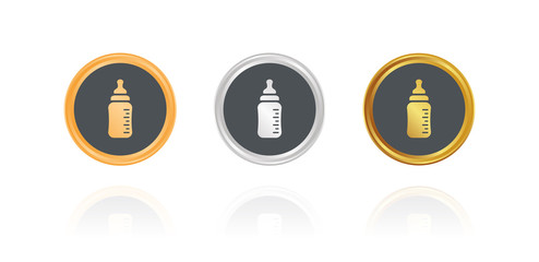Baby Flasche - Bronze, Silber, Gold Buttons