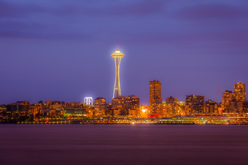 The lights of downtown Seattle at night