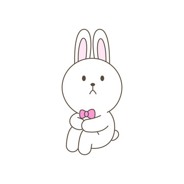 sad bunny mascot cartoon isolated vector illustration