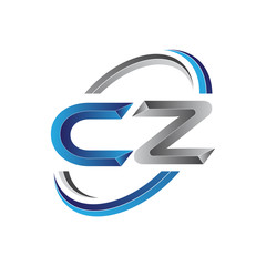 Fototapeta Simple initial letter logo modern swoosh CZ obraz