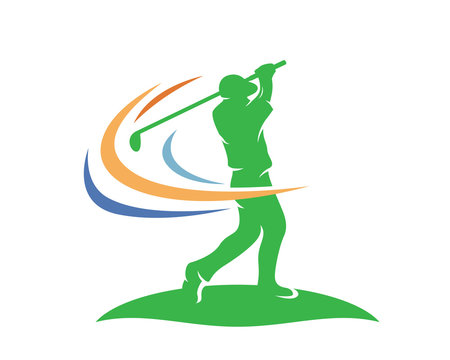 Modern Golf Logo - Professional Golfer Athlete Winning Swing