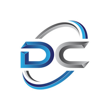 Simple initial letter logo modern swoosh DC