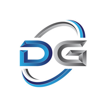 Simple initial letter logo modern swoosh DG