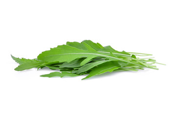 pile of wild rocket leaves(Arugula) isolated on white backbground