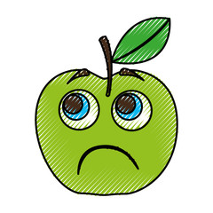 apple sad kawaii character vector illustration design