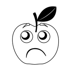 apple sad kawaii character vector illustration design