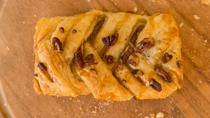 Top view fresh pecan plait