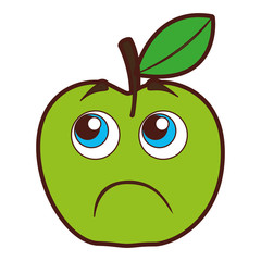 apple sad kawaii character vector illustration design