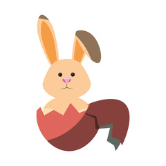 eggshell with easter bunny icon over white background.  vector illustration