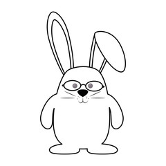 easter bunny with glasses icon over white background.  vector illustration