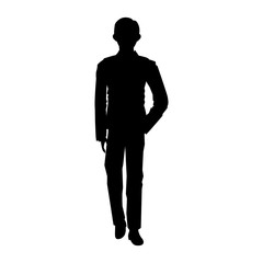 Man standing silhouette, people posing image vector illustration